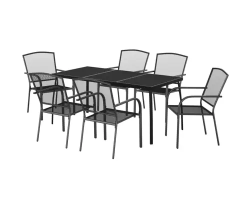 7-Daļīgs Dārza Mēbeļu Komplekts, Antracītpelēks, Tērauds Vidaxl