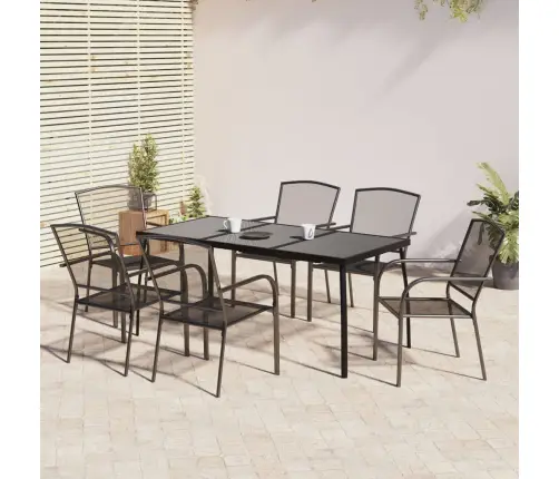 7-Daļīgs Dārza Mēbeļu Komplekts, Antracītpelēks, Tērauds Vidaxl