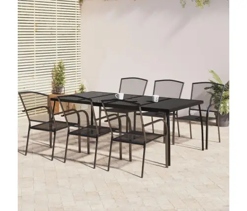 7-Daļīgs Dārza Mēbeļu Komplekts, Antracītpelēks, Tērauds Vidaxl