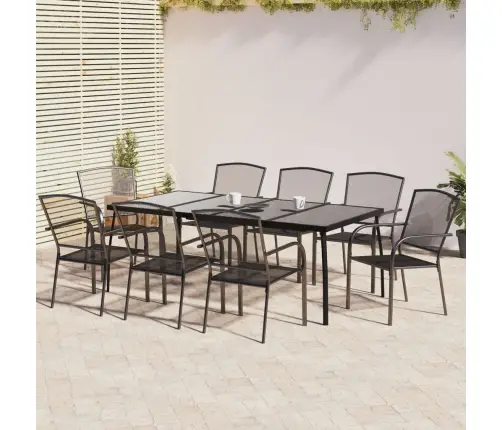 9-Daļīgs Dārza Mēbeļu Komplekts, Antracītpelēks, Tērauds Vidaxl