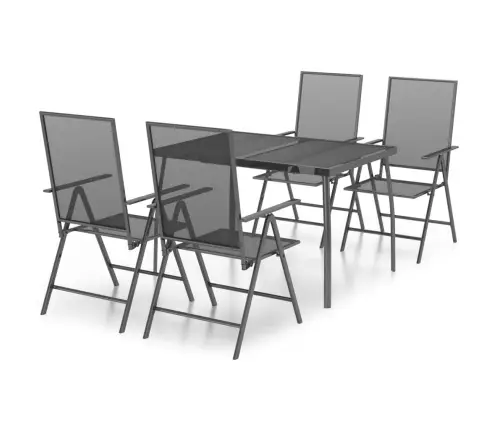 Sodo Valgomojo Baldų Komplektas, 5 Dalių, Antracito, Plienas