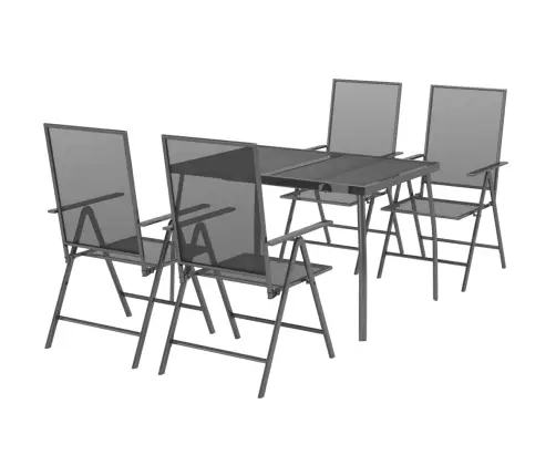 Sodo Valgomojo Baldų Komplektas, 5 Dalių, Antracito, Plienas