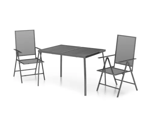 Sodo Valgomojo Baldų Komplektas, 3 Dalių, Antracito, Plienas