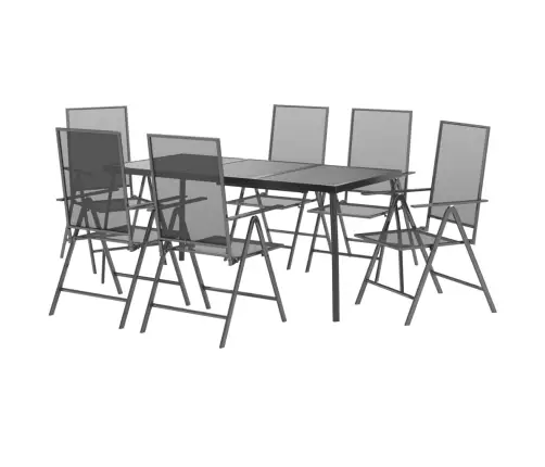 Sodo Valgomojo Baldų Komplektas, 7 Dalių, Antracito, Plienas