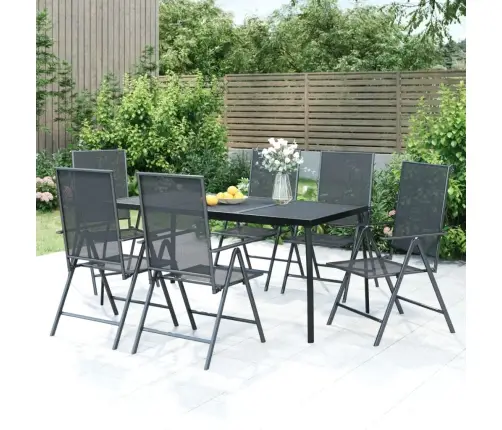 Sodo Valgomojo Baldų Komplektas, 7 Dalių, Antracito, Plienas