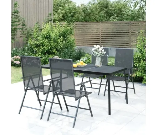 Sodo Valgomojo Baldų Komplektas, 5 Dalių, Antracito, Plienas