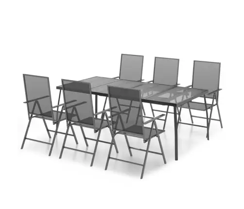 7-Daļīgs Dārza Mēbeļu Komplekts, Antracītpelēks, Tērauds Vidaxl