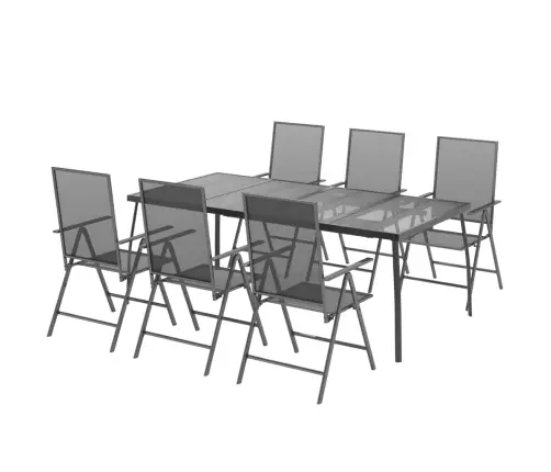 7-Daļīgs Dārza Mēbeļu Komplekts, Antracītpelēks, Tērauds Vidaxl