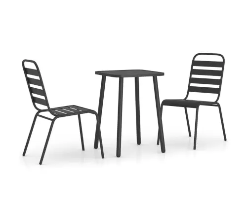 3-Daļīgs Dārza Mēbeļu Komplekts, Antracītpelēks, Tērauds Vidaxl