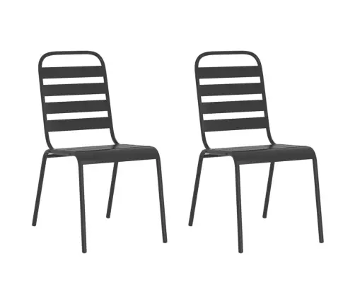 3-Daļīgs Dārza Mēbeļu Komplekts, Antracītpelēks, Tērauds Vidaxl