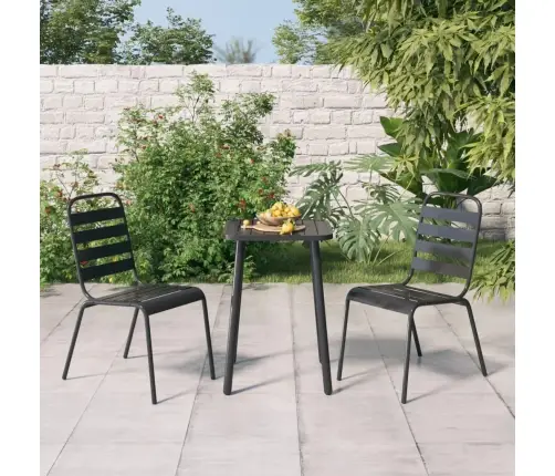 3-Daļīgs Dārza Mēbeļu Komplekts, Antracītpelēks, Tērauds Vidaxl
