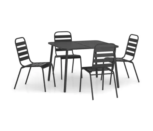 Sodo Valgomojo Baldų Komplektas, 5 Dalių, Antracito, Plienas