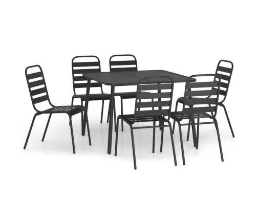 7-Daļīgs Dārza Mēbeļu Komplekts, Antracītpelēks, Tērauds Vidaxl