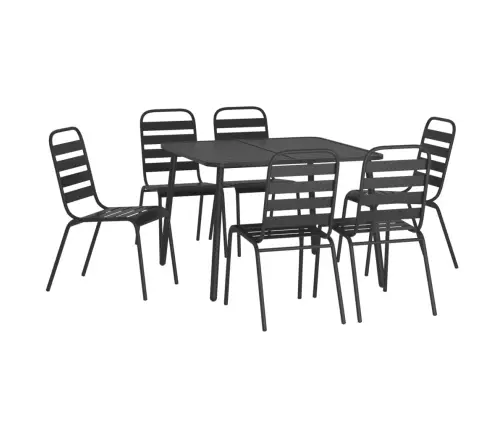 7-Daļīgs Dārza Mēbeļu Komplekts, Antracītpelēks, Tērauds Vidaxl