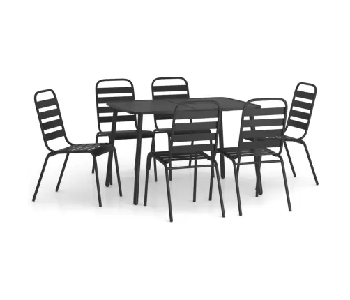 7-Daļīgs Dārza Mēbeļu Komplekts, Antracītpelēks, Tērauds Vidaxl