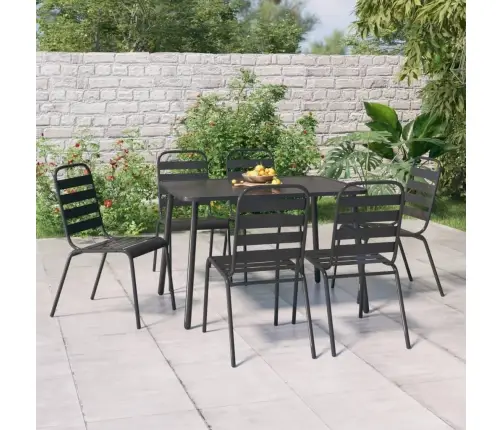 7-Daļīgs Dārza Mēbeļu Komplekts, Antracītpelēks, Tērauds Vidaxl