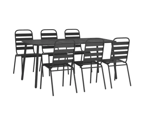 7-Daļīgs Dārza Mēbeļu Komplekts, Antracītpelēks, Tērauds Vidaxl