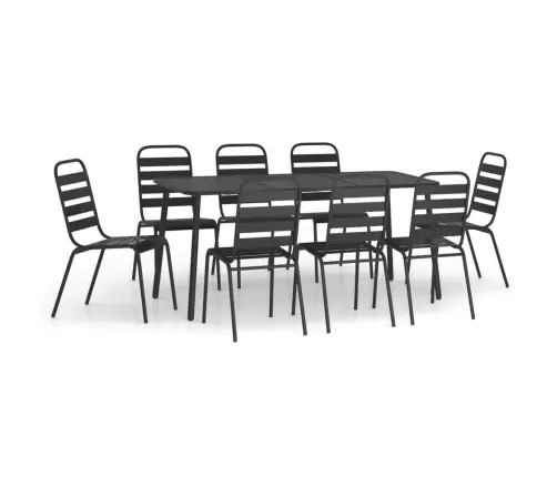 9-Daļīgs Dārza Mēbeļu Komplekts, Antracītpelēks, Tērauds Vidaxl