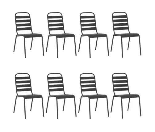 9-Daļīgs Dārza Mēbeļu Komplekts, Antracītpelēks, Tērauds Vidaxl