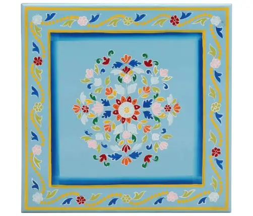 Kafijas Galdiņš, Tirkīza, Apgleznots, Mango Masīvkoks Vidaxl