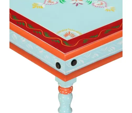 Kafijas Galdiņš, Zils, Apgleznots, Mango Masīvkoks Vidaxl