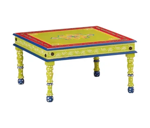 Kafijas Galdiņš, Zaļš, Apgleznots, Mango Masīvkoks Vidaxl