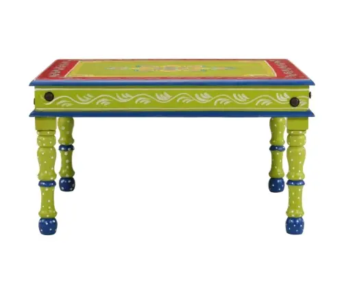 Kafijas Galdiņš, Zaļš, Apgleznots, Mango Masīvkoks Vidaxl