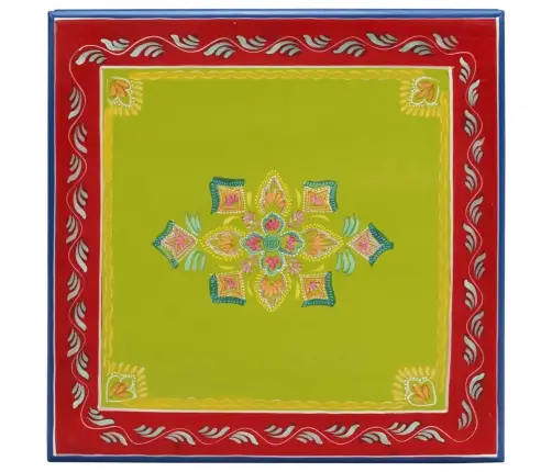 Kafijas Galdiņš, Zaļš, Apgleznots, Mango Masīvkoks Vidaxl