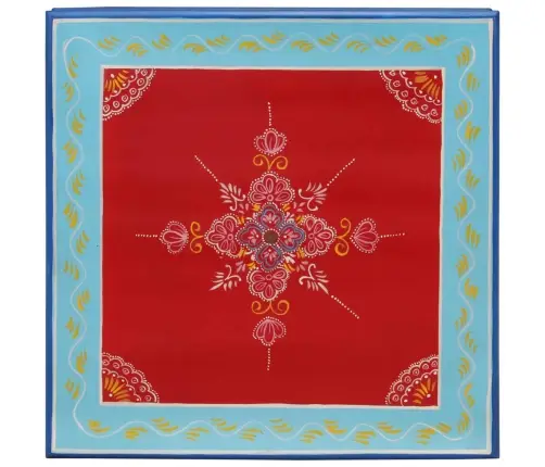 Kafijas Galdiņš, Sarkans, Apgleznots, Mango Masīvkoks Vidaxl