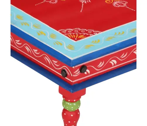 Kafijas Galdiņš, Sarkans, Apgleznots, Mango Masīvkoks Vidaxl