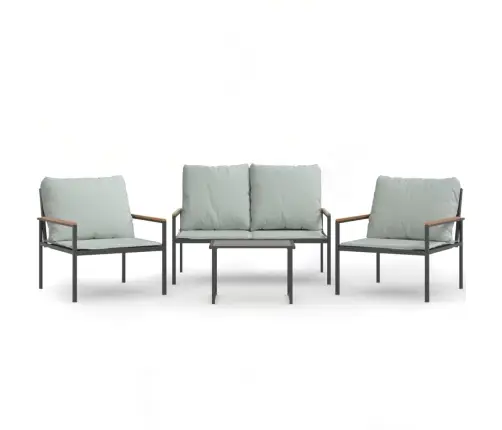 4-Daļīgs Dārza Atpūtas Mēbeļu Komplekts Ar Matračiem, Tērauds Vidaxl