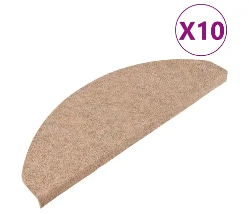 Kāpņu Paklāji, 10 Gab., Pašlīmējoši, 65X22,5X3,5 Cm, Bēši Vidaxl