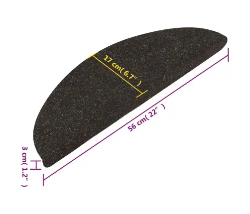 Kāpņu Paklāji, 10 Gab., Pašlīmējoši, 56X17X3 Cm, Melni Vidaxl