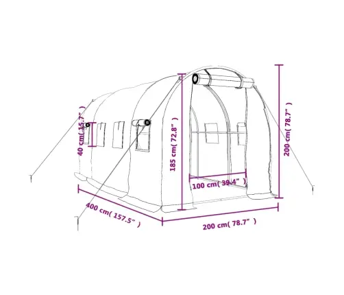 Kasvuhoone Terasraamiga, Roheline, 8 M², 4X2X2 M