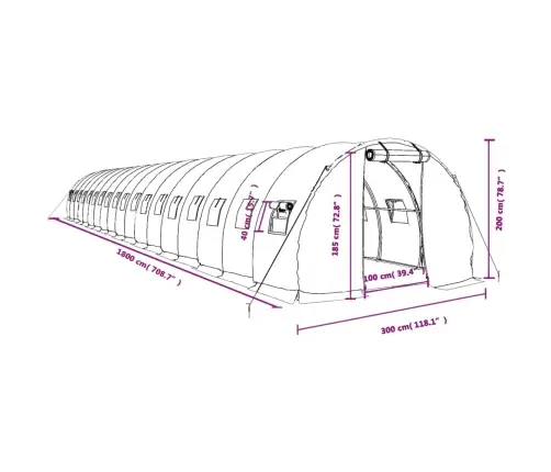 Siltumnīca Ar Tērauda Rāmi, Balta, 54 M², 18X3X2 M Vidaxl