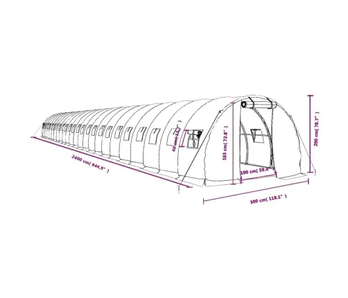 Siltumnīca Ar Tērauda Rāmi, Balta, 72 M², 24X3X2 M Vidaxl