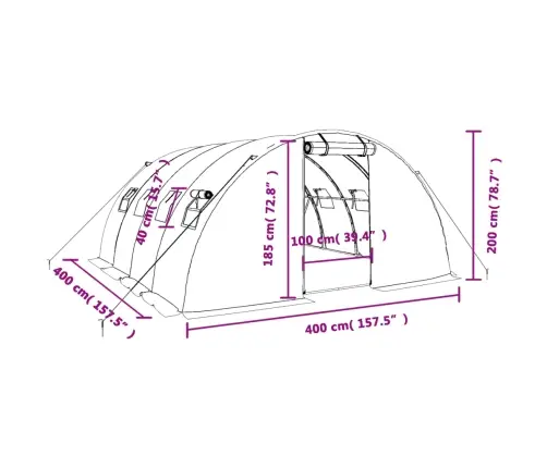 Siltumnīca Ar Tērauda Rāmi, Balta, 16 M², 4X4X2 M Vidaxl