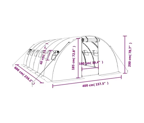 Siltumnīca Ar Tērauda Rāmi, Balta, 24 M², 6X4X2 M Vidaxl