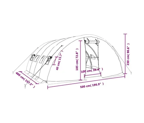 Siltumnīca Ar Tērauda Rāmi, Balta, 20 M², 5X4X2,3 M Vidaxl