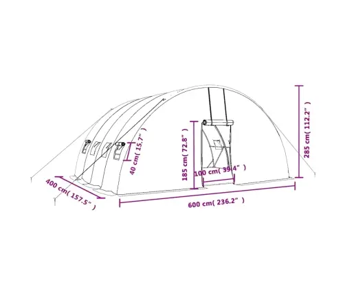 Siltumnīca Ar Tērauda Rāmi, Zaļa, 24 M², 6X4X2,85 M Vidaxl
