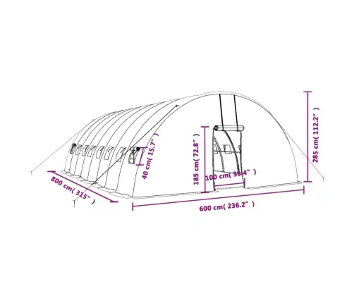 Siltumnīca Ar Tērauda Rāmi, Zaļa, 48 M², 8X6X2,85 M Vidaxl