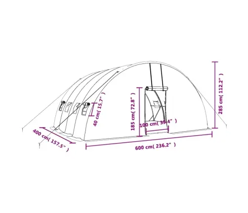 Siltumnīca Ar Tērauda Rāmi, Balta, 24 M², 6X4X2,85 M Vidaxl