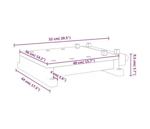 Töölaua Plaat Kruustangidega, 52 X 44 X 9,5 cm Akaatsiapuit