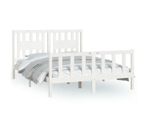 Gultas Rāmis Ar Galvgali, Balts, Priedes Masīvkoks, 120X200 Cm Vidaxl