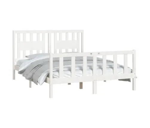 Gultas Rāmis Ar Galvgali, Balts, Priedes Masīvkoks, 120X200 Cm Vidaxl