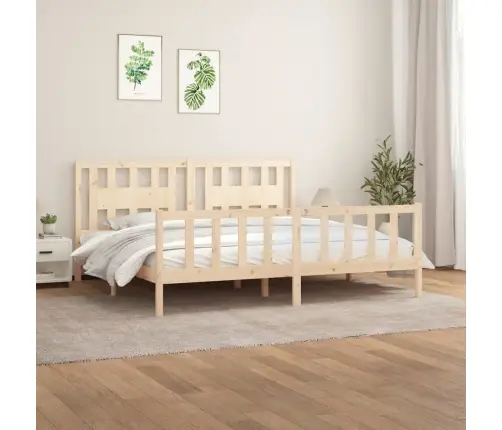 Gultas Rāmis Ar Galvgali, Priedes Masīvkoks, 200X200 Cm Vidaxl