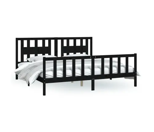 Voodiraam Peatsiga, Must, Männipuit, 200 X 200 Cm