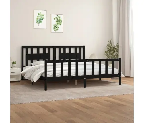 Voodiraam Peatsiga, Must, Männipuit, 200 X 200 Cm