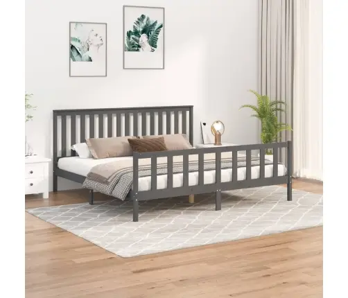 Voodiraam Peatsiga, Hall, 200 X 200 cm Männipuit