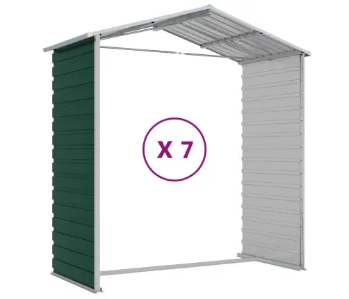 Dārza Šķūnis, Zaļš, 191X640X198 Cm, Cinkots Tērauds Vidaxl